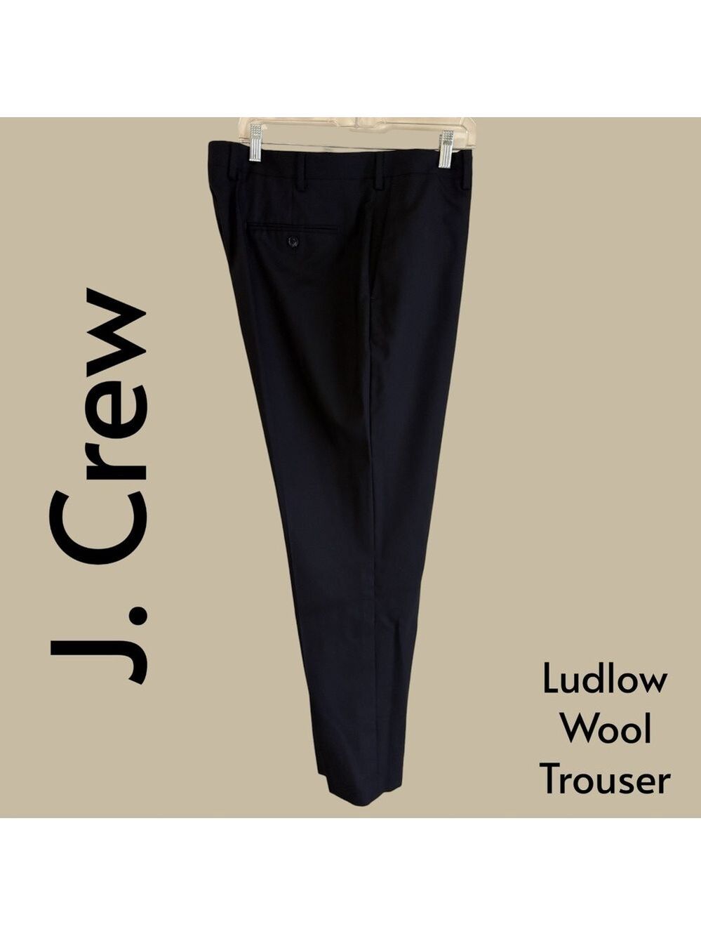 J. Crew Ludlow Wool Trousers. True black. 38x32. Flat front. New with tags!
